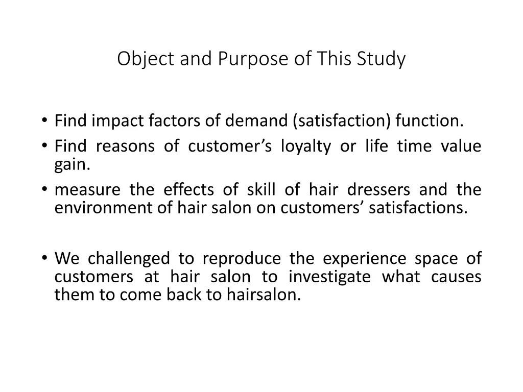 object and purpose of this study