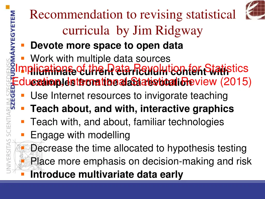recommendation to revising statistical curricula