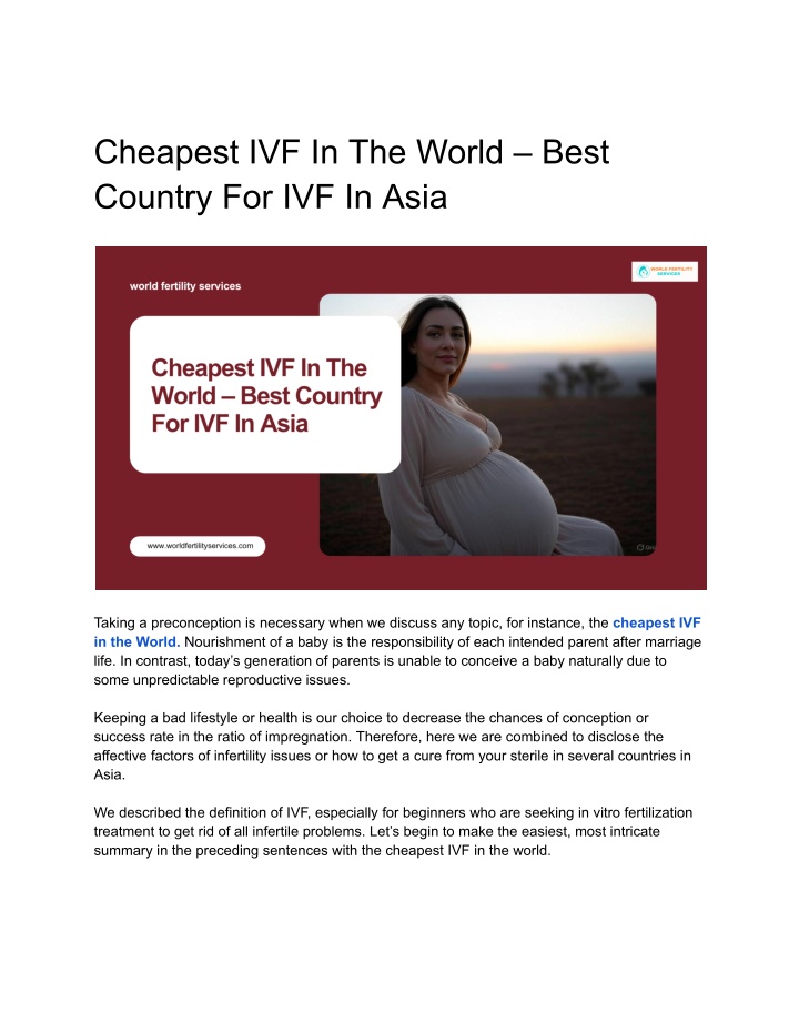 cheapest ivf in the world best country
