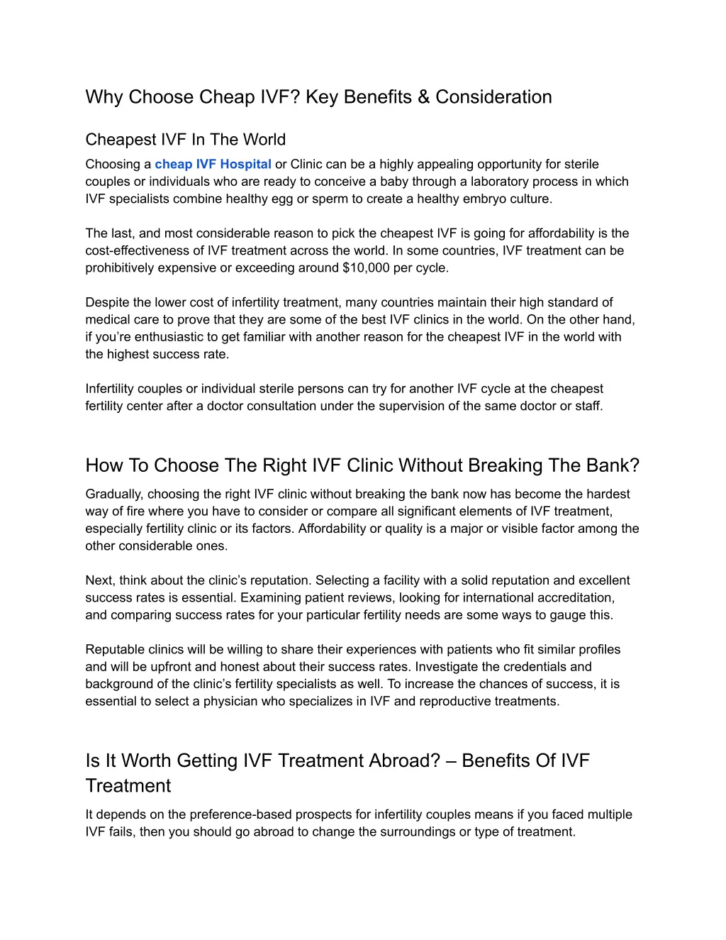 why choose cheap ivf key benefits consideration