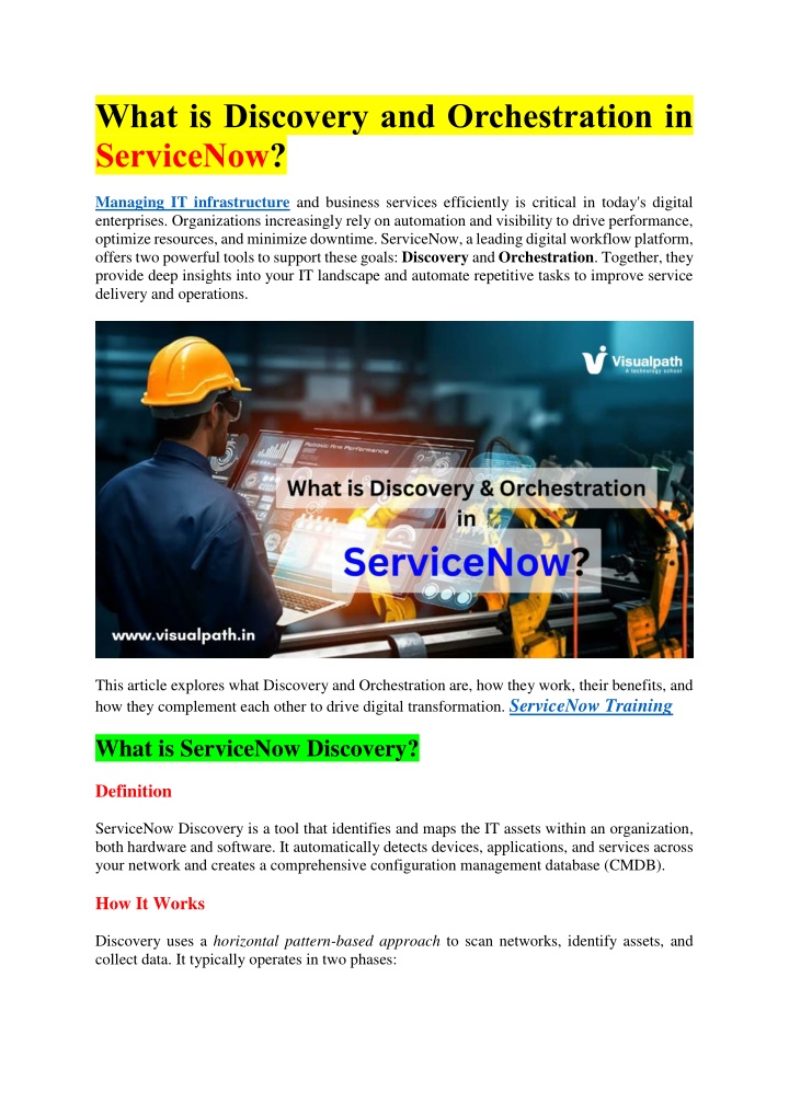what is discovery and orchestration in servicenow