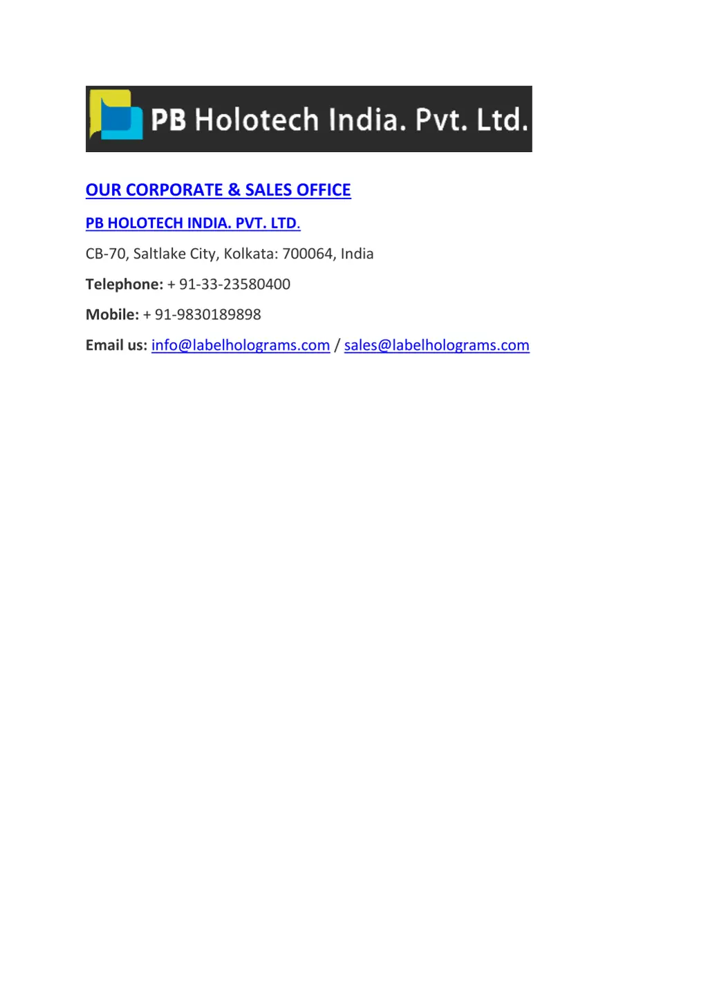 our corporate sales office