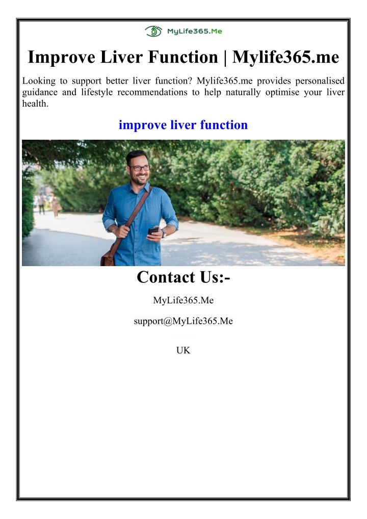 improve liver function mylife365 me