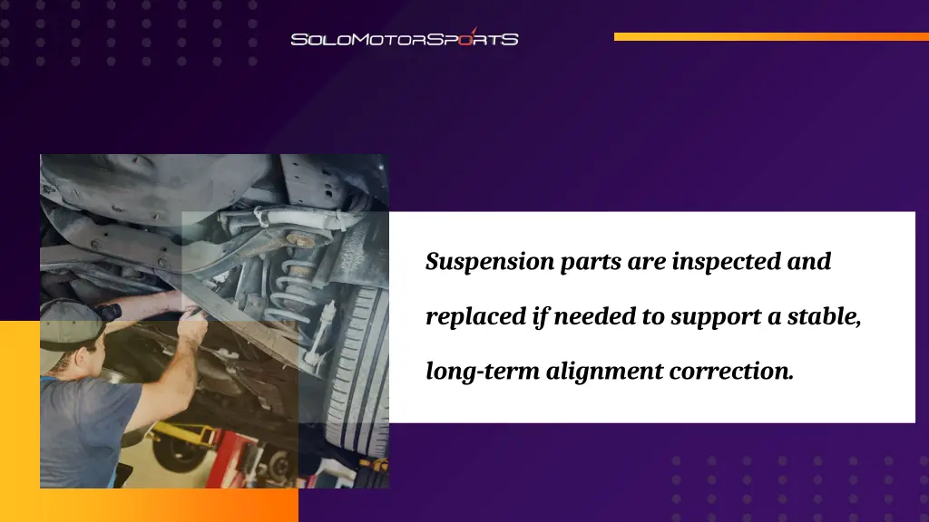 suspension parts are inspected and