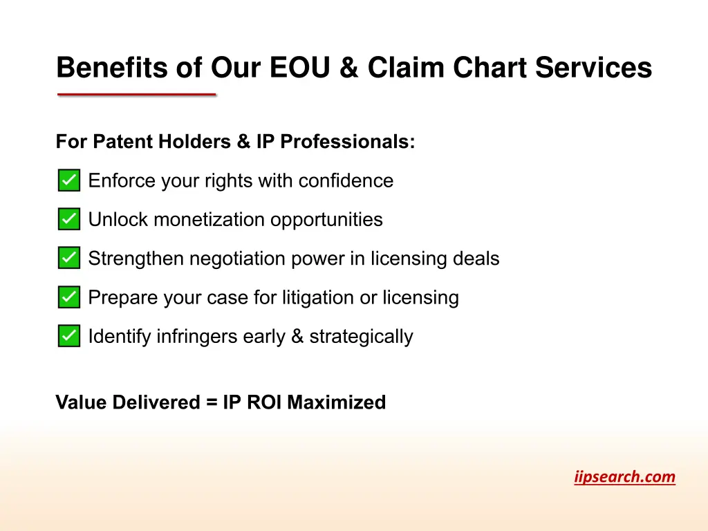 benefits of our eou claim chart services