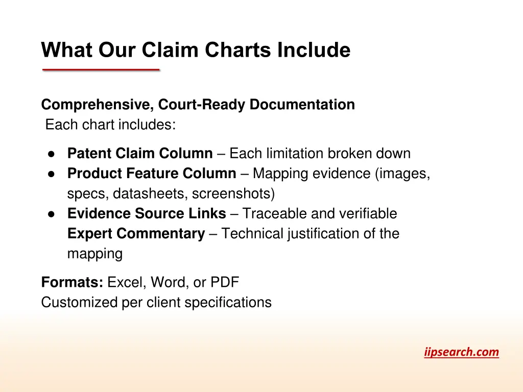 what our claim charts include