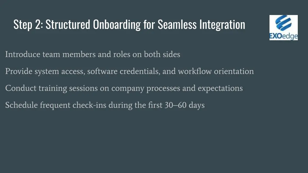 step 2 structured onboarding for seamless