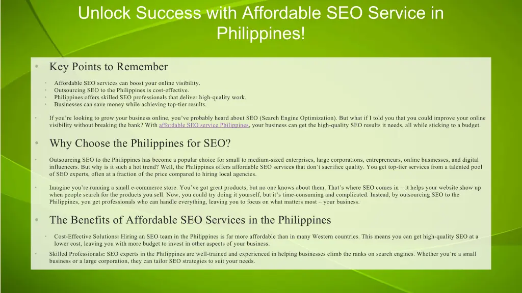 unlock success with affordable seo service