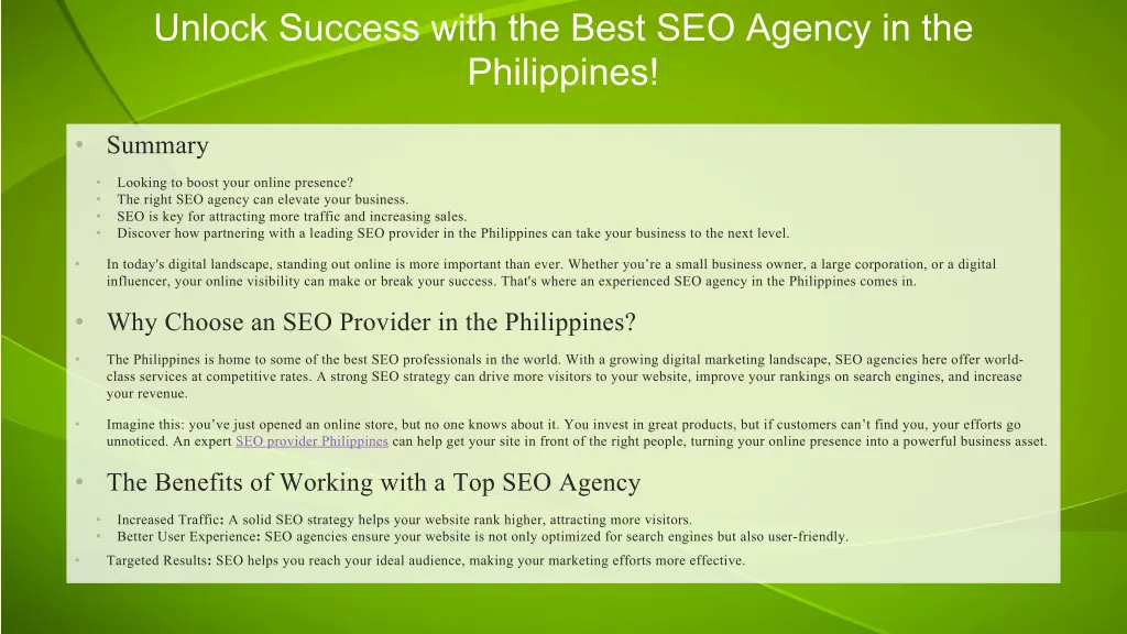 unlock success with the best seo agency