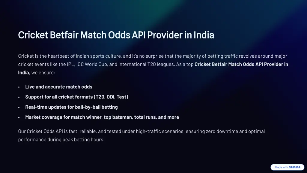 cricket betfair match odds api provider in india