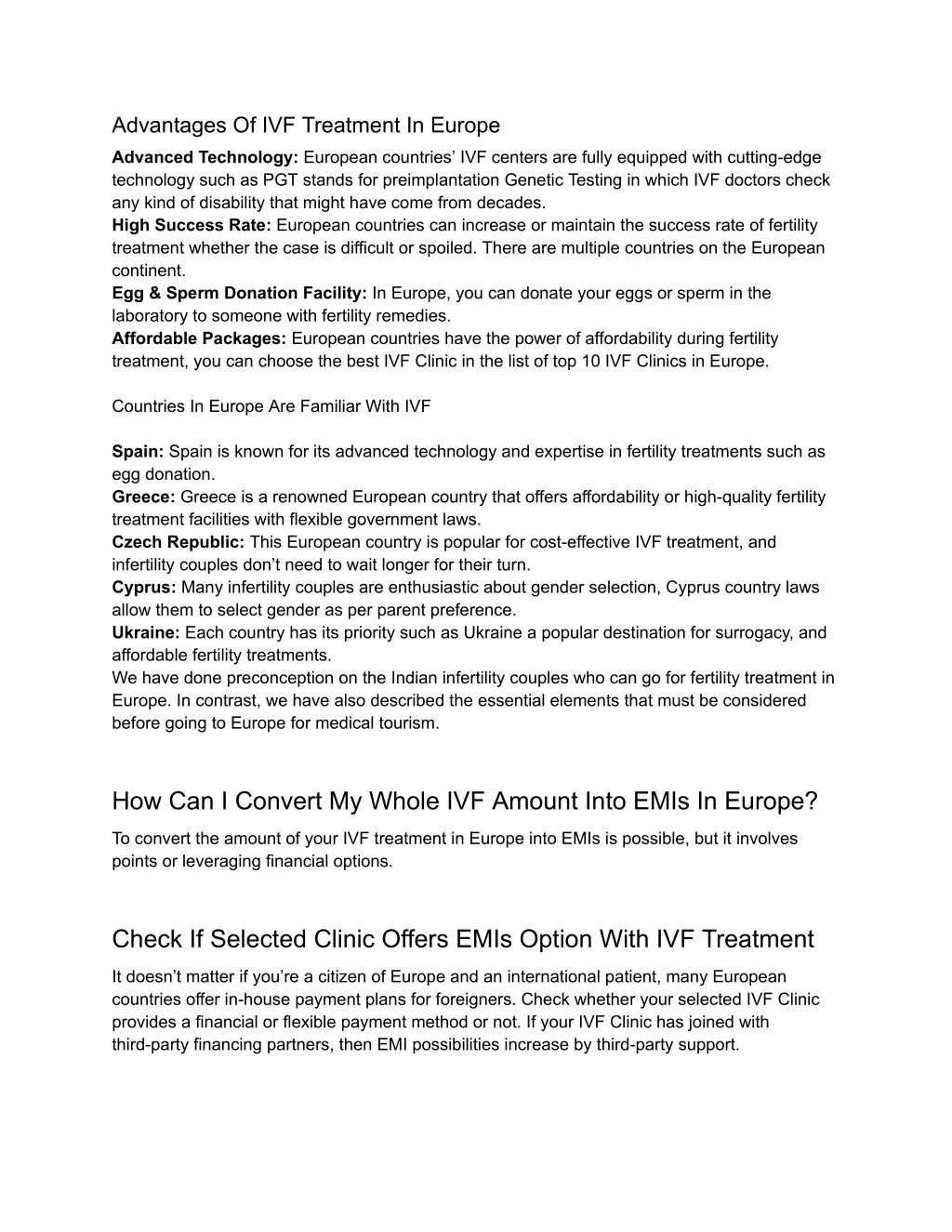 advantages of ivf treatment in europe