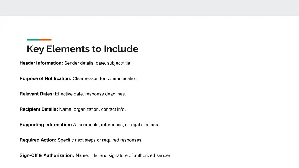 key elements to include
