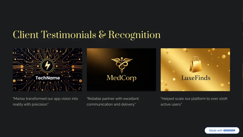 client testimonials recognition