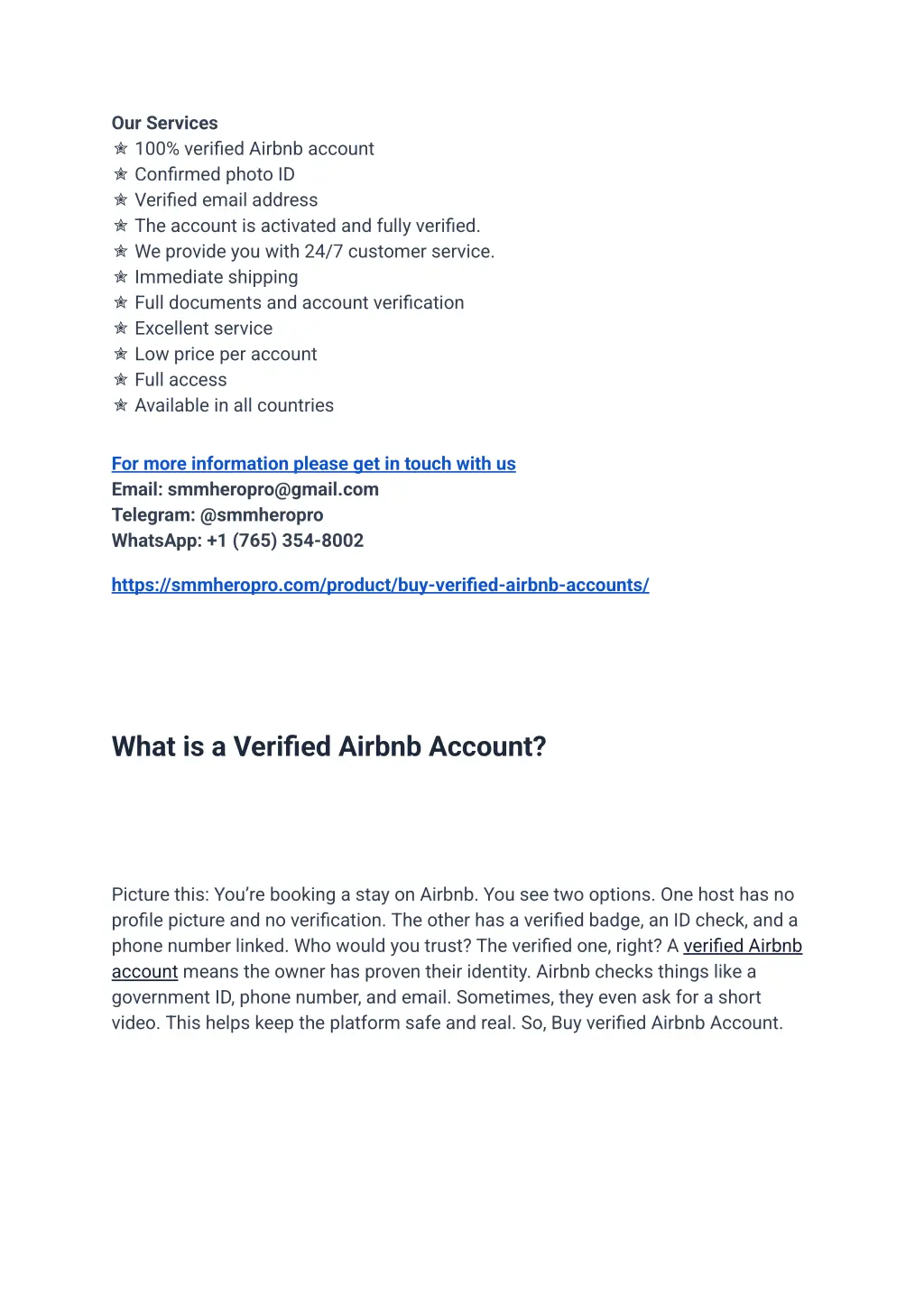 our services 100 verified airbnb account