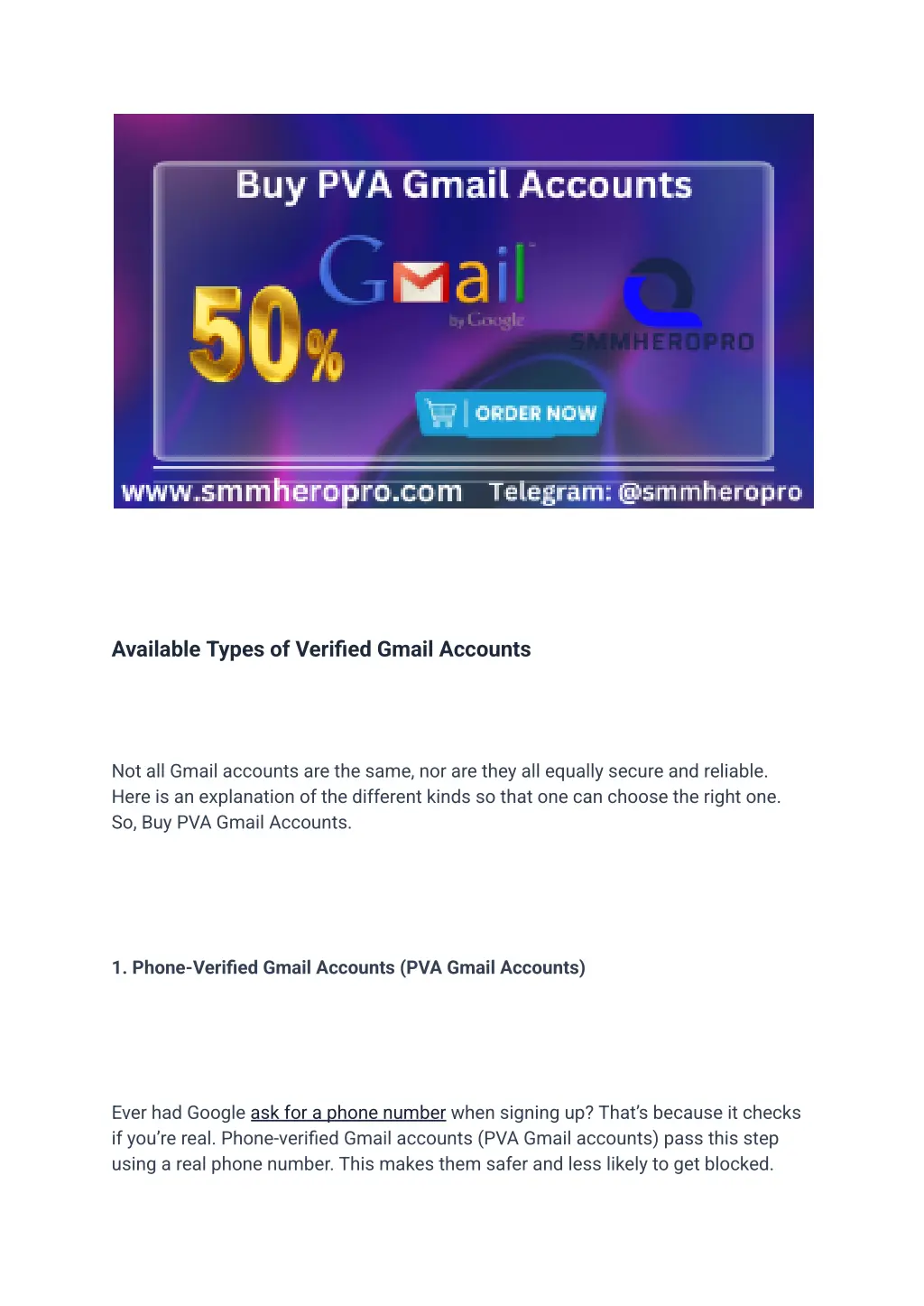 available types of verified gmail accounts