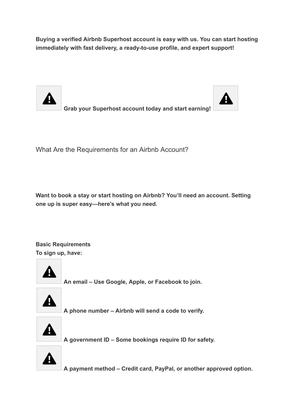 buying a verified airbnb superhost account