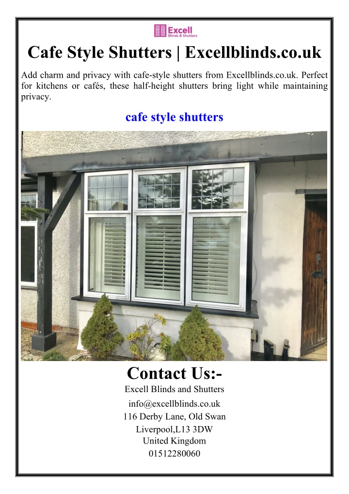 cafe style shutters excellblinds co uk
