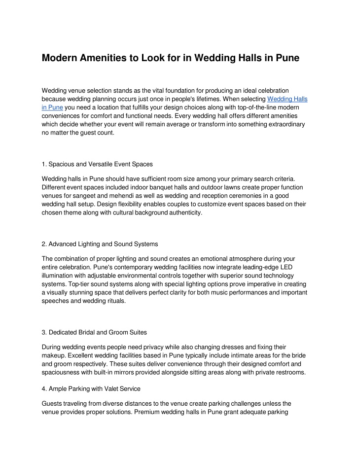 modern amenities to look for in wedding halls