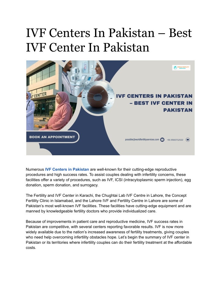 ivf centers in pakistan best ivf center