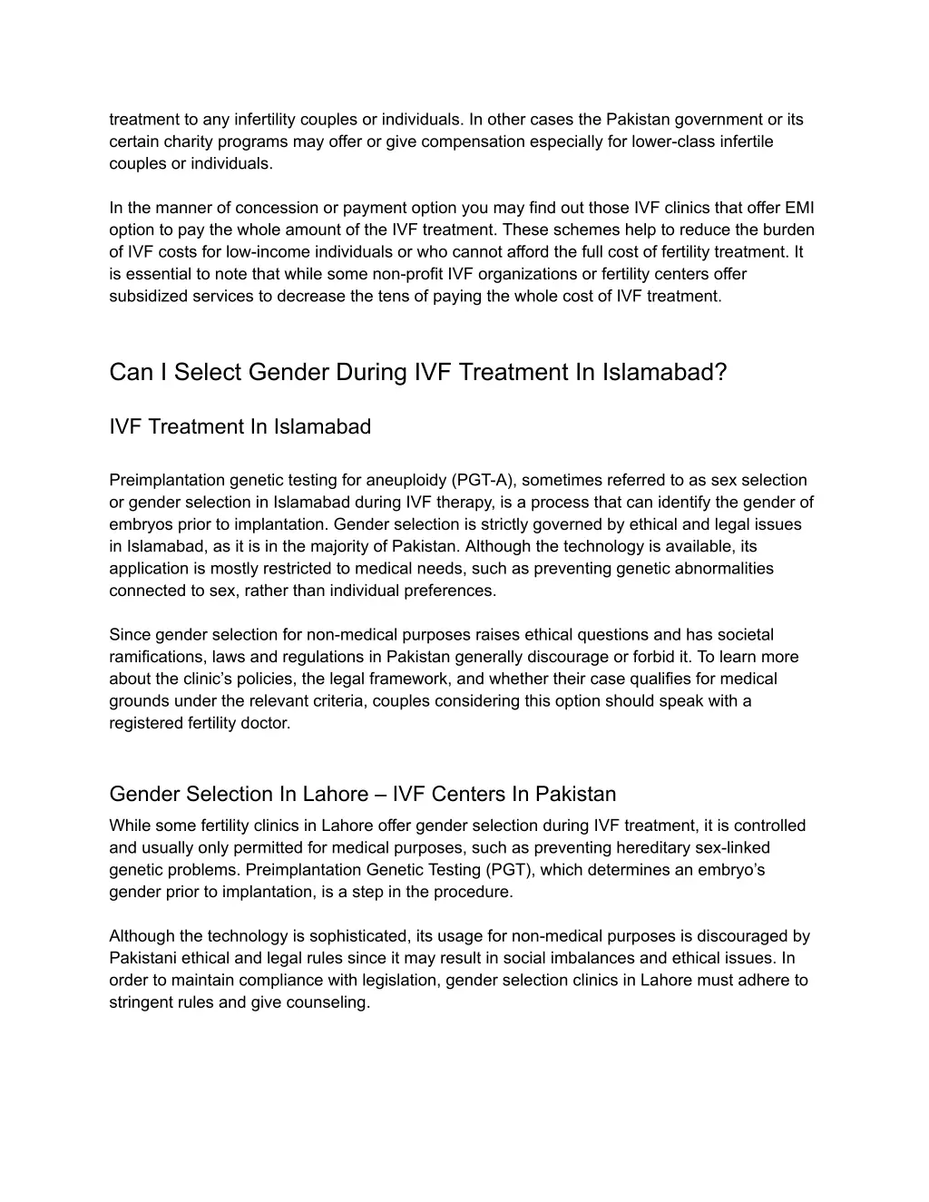treatment to any infertility couples