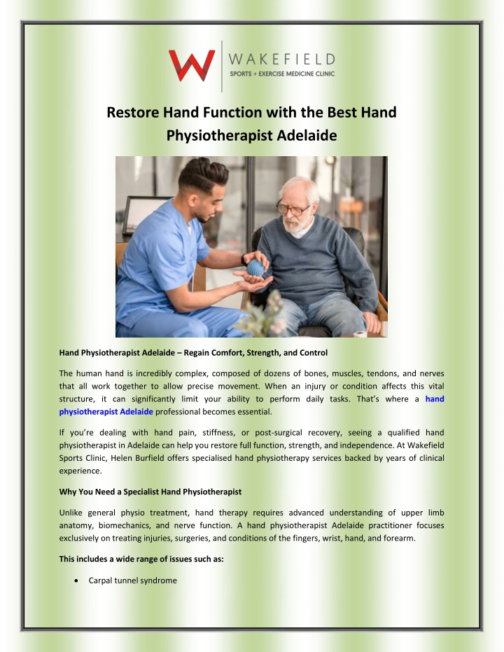 restore hand function with the best hand