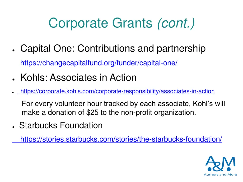 corporate grants cont