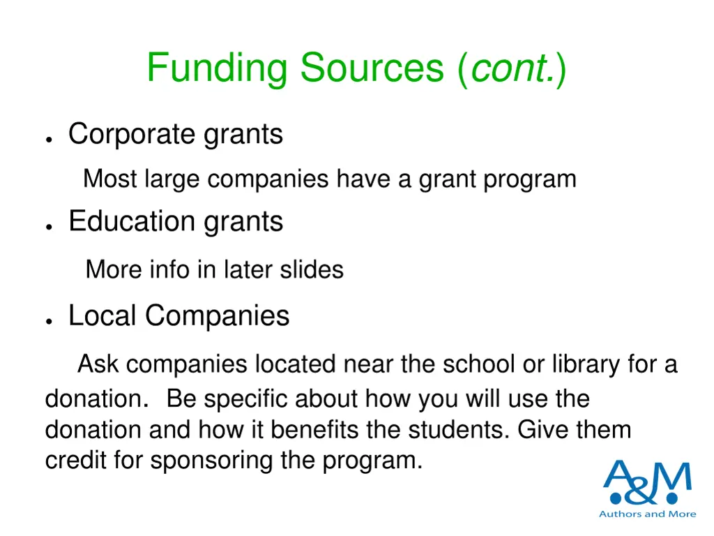 funding sources cont
