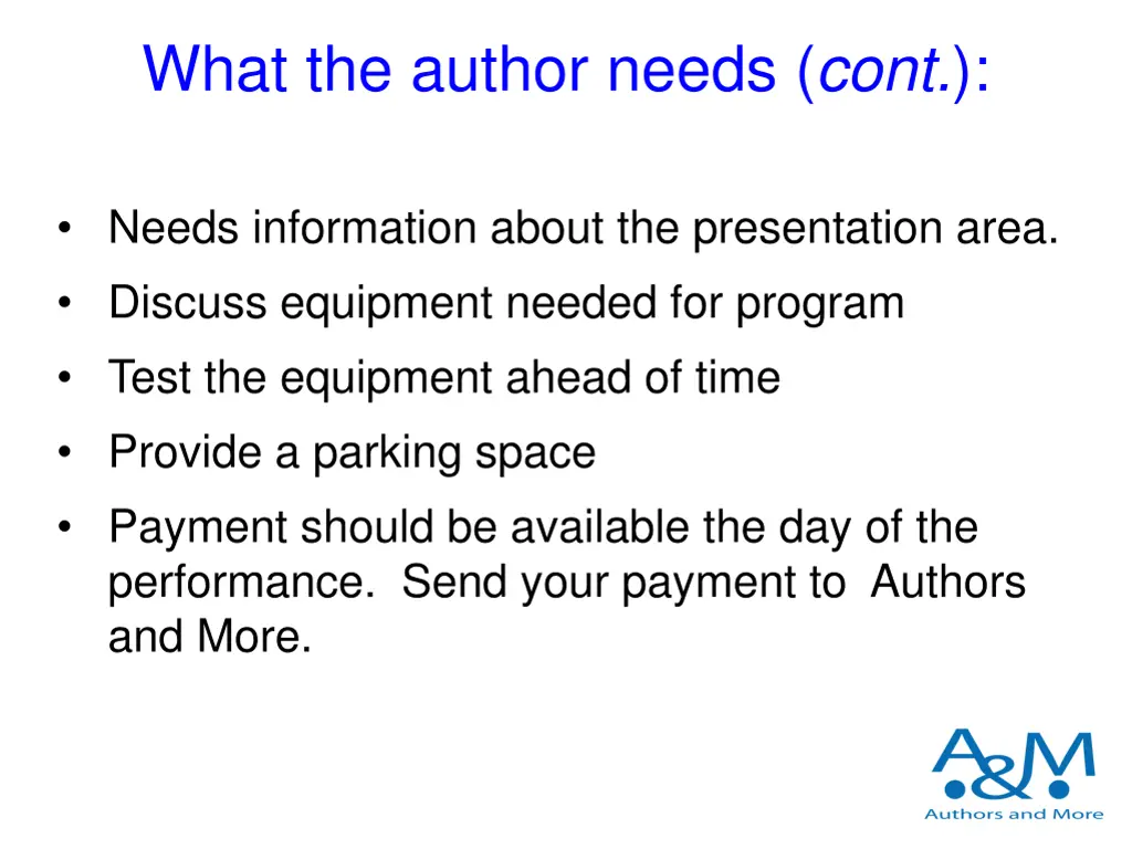 what the author needs cont