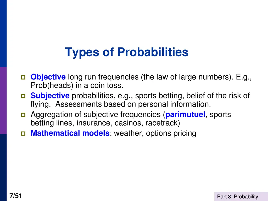 types of probabilities