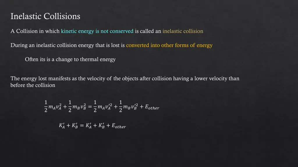 inelastic collisions