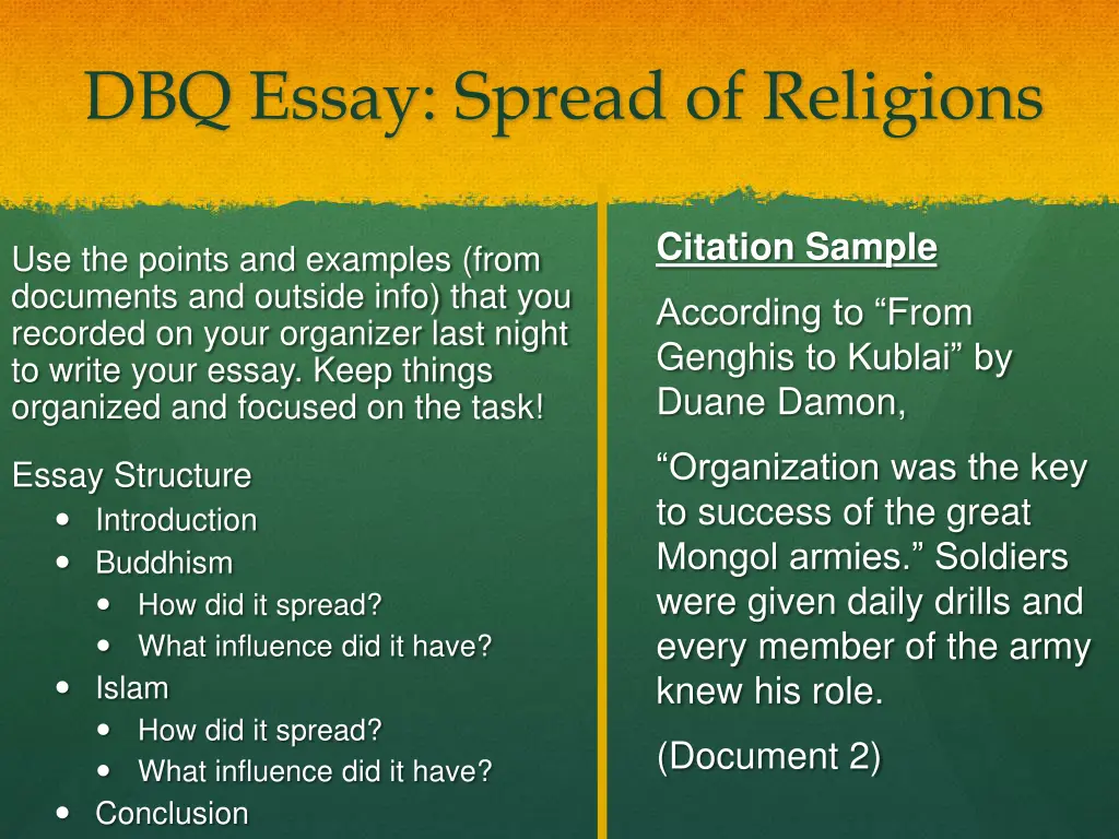 dbq essay spread of religions
