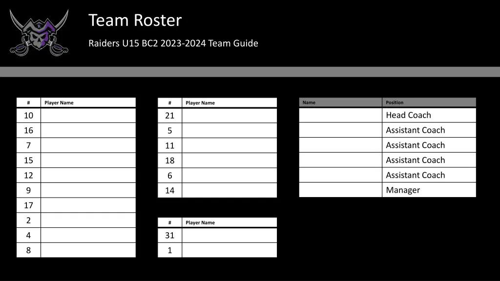 team roster