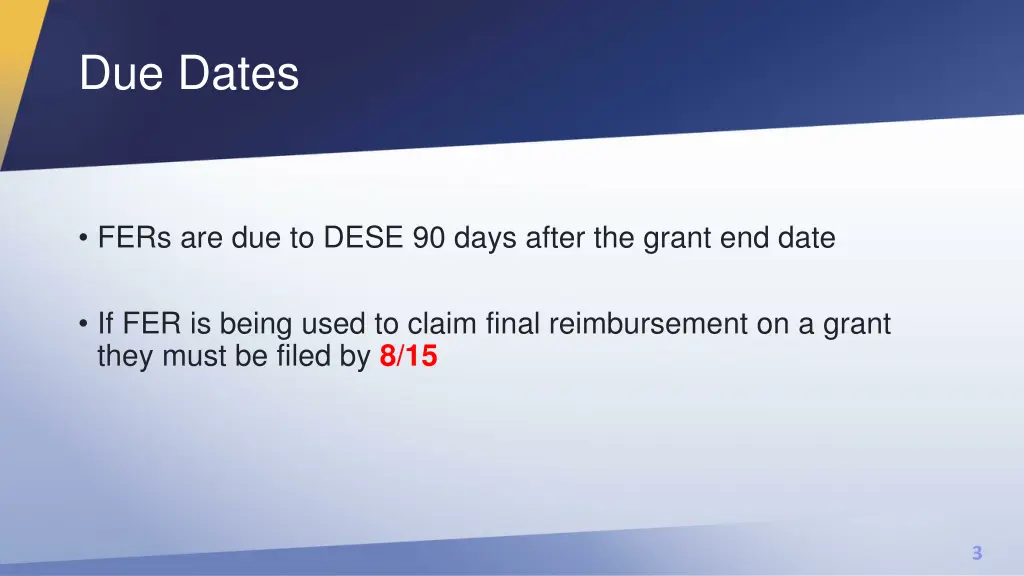 due dates