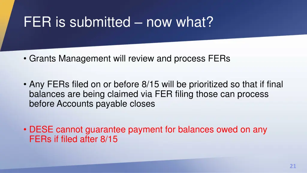 fer is submitted now what