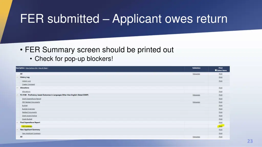 fer submitted applicant owes return 1
