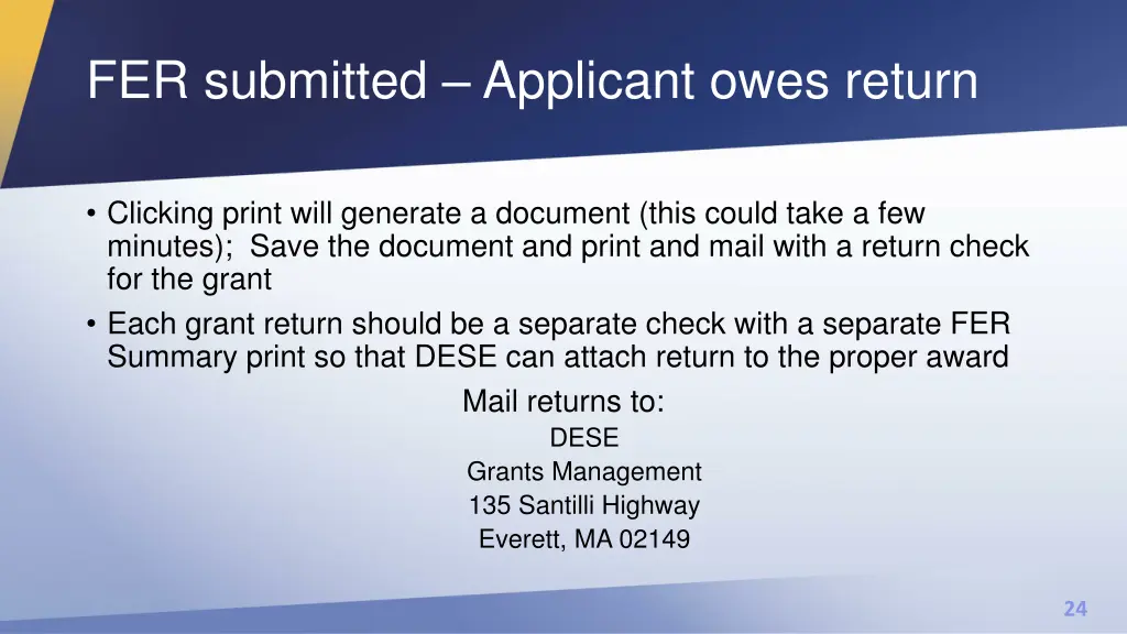 fer submitted applicant owes return 2