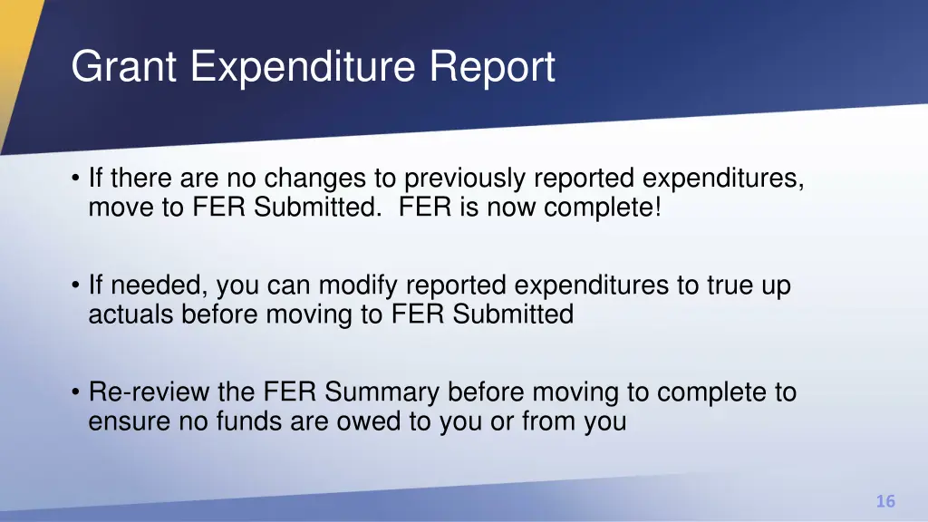 grant expenditure report 2