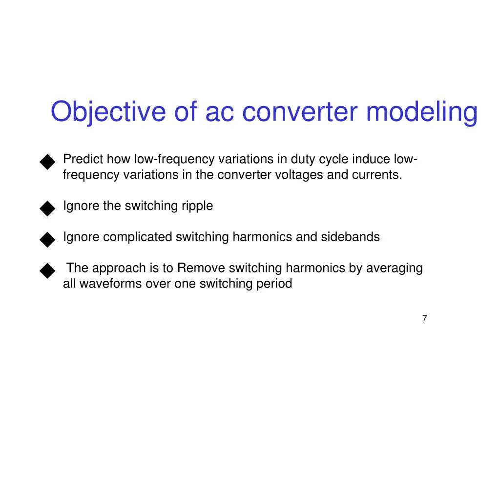objective of ac converter modeling