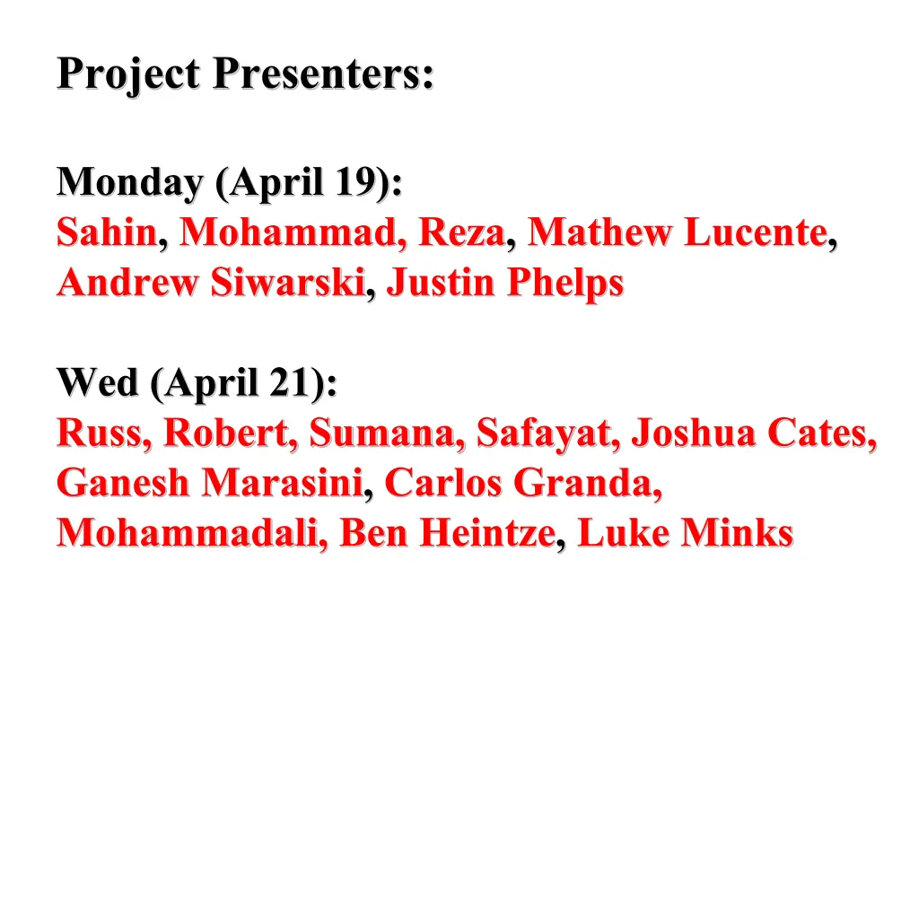 project presenters