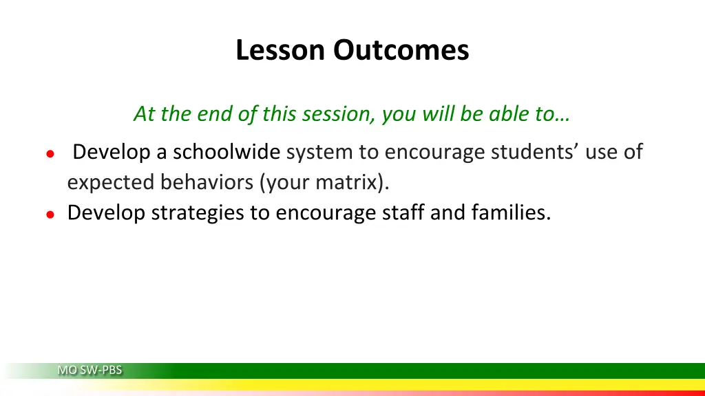 lesson outcomes