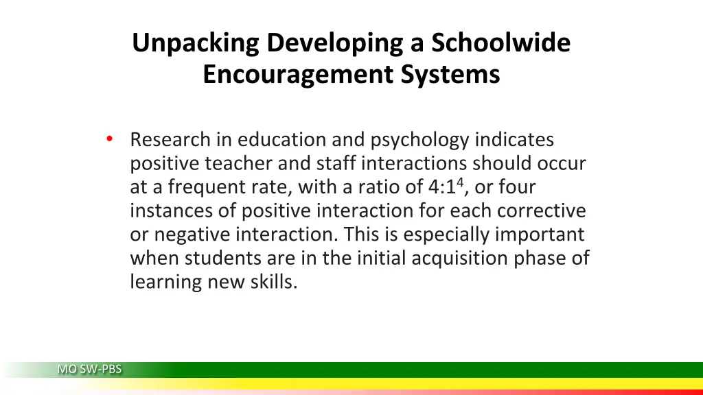 unpacking developing a schoolwide encouragement