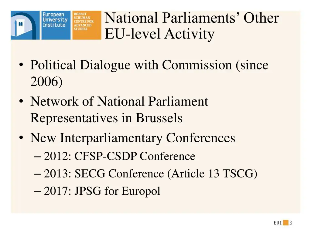 national parliaments other eu level activity