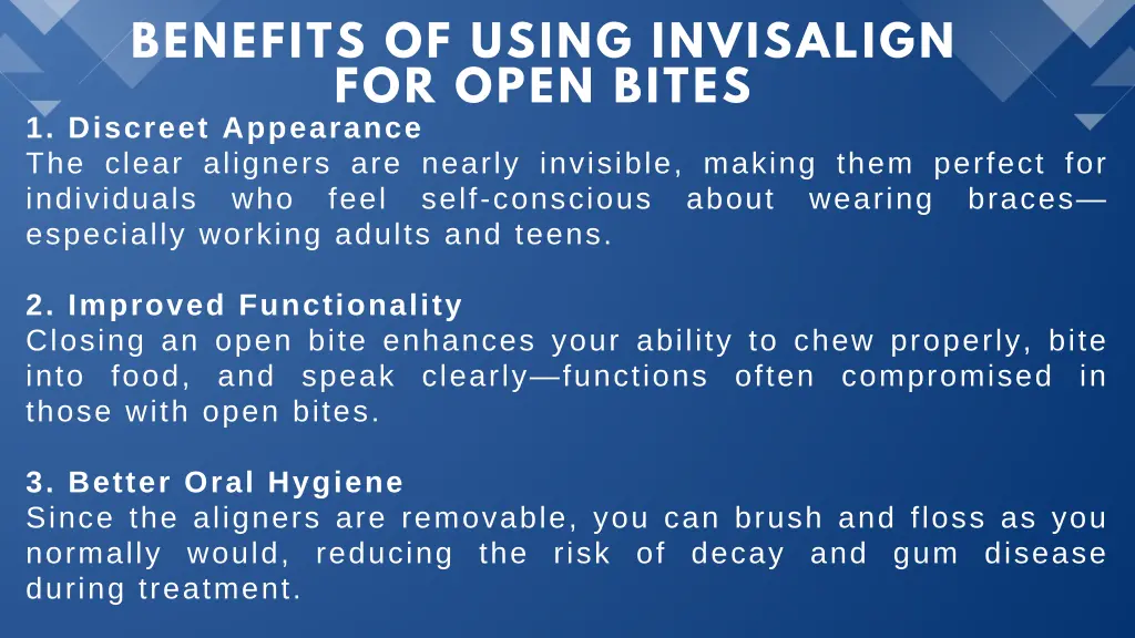benefits of using invisalign for open bites