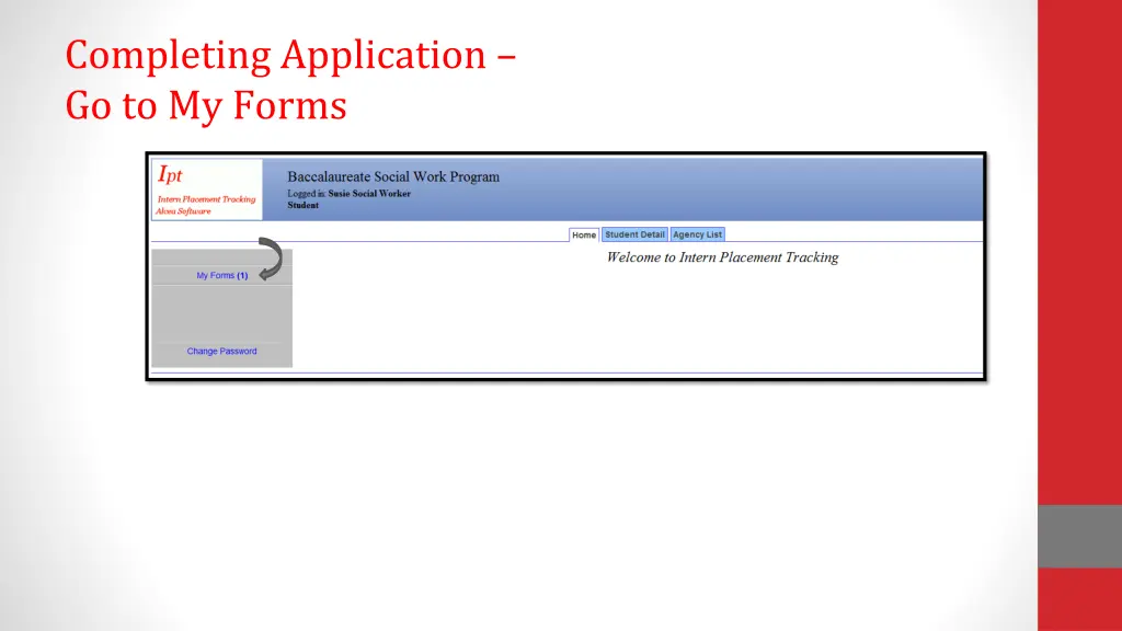 completing application go to my forms
