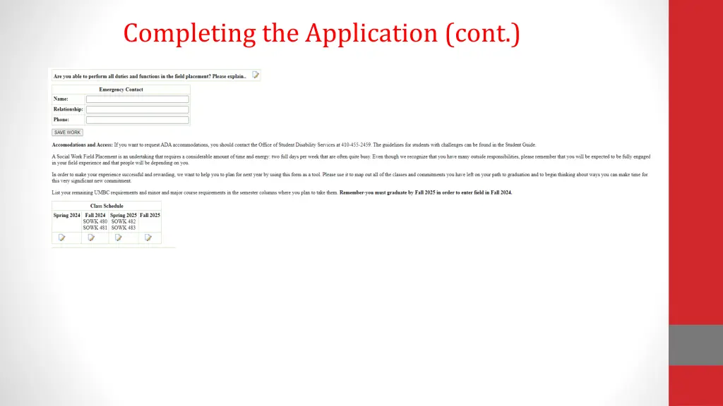 completing the application cont 1