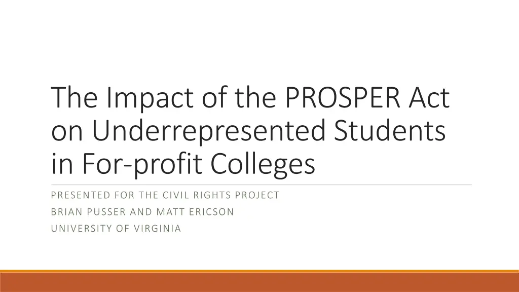 the impact of the prosper act on underrepresented