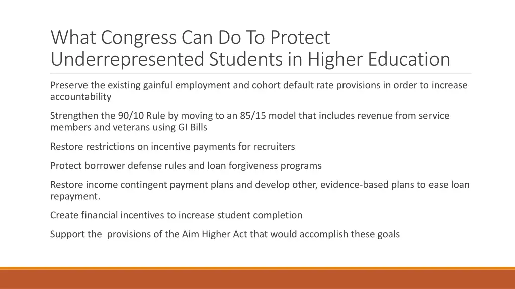what congress can do to protect underrepresented