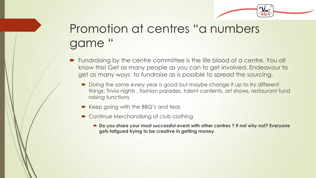 promotion at centres a numbers game