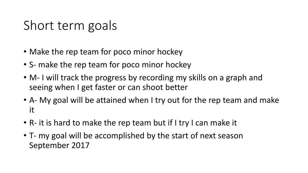 short term goals