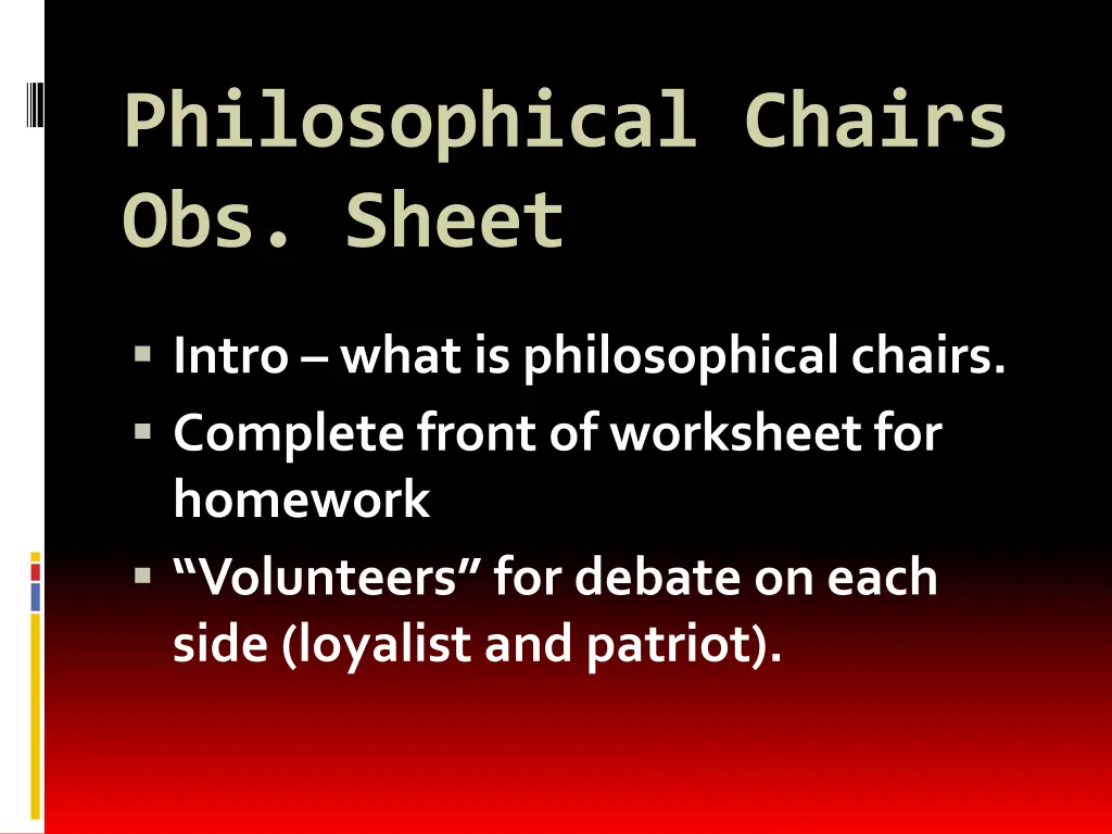philosophical chairs obs sheet